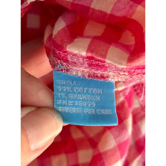 J. McLaughlin Women's Gingham Lois Crinkle Button-Up Shirt Top Pink Size Medium - Picture 7 of 10